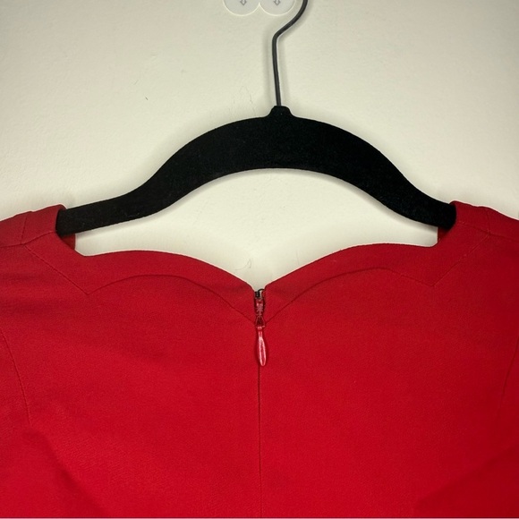 A.L.C. Eve Scalloped Edge Valentine’s Day Romantic Red Bell Sleeve Mini Dress - Picture 10 of 12